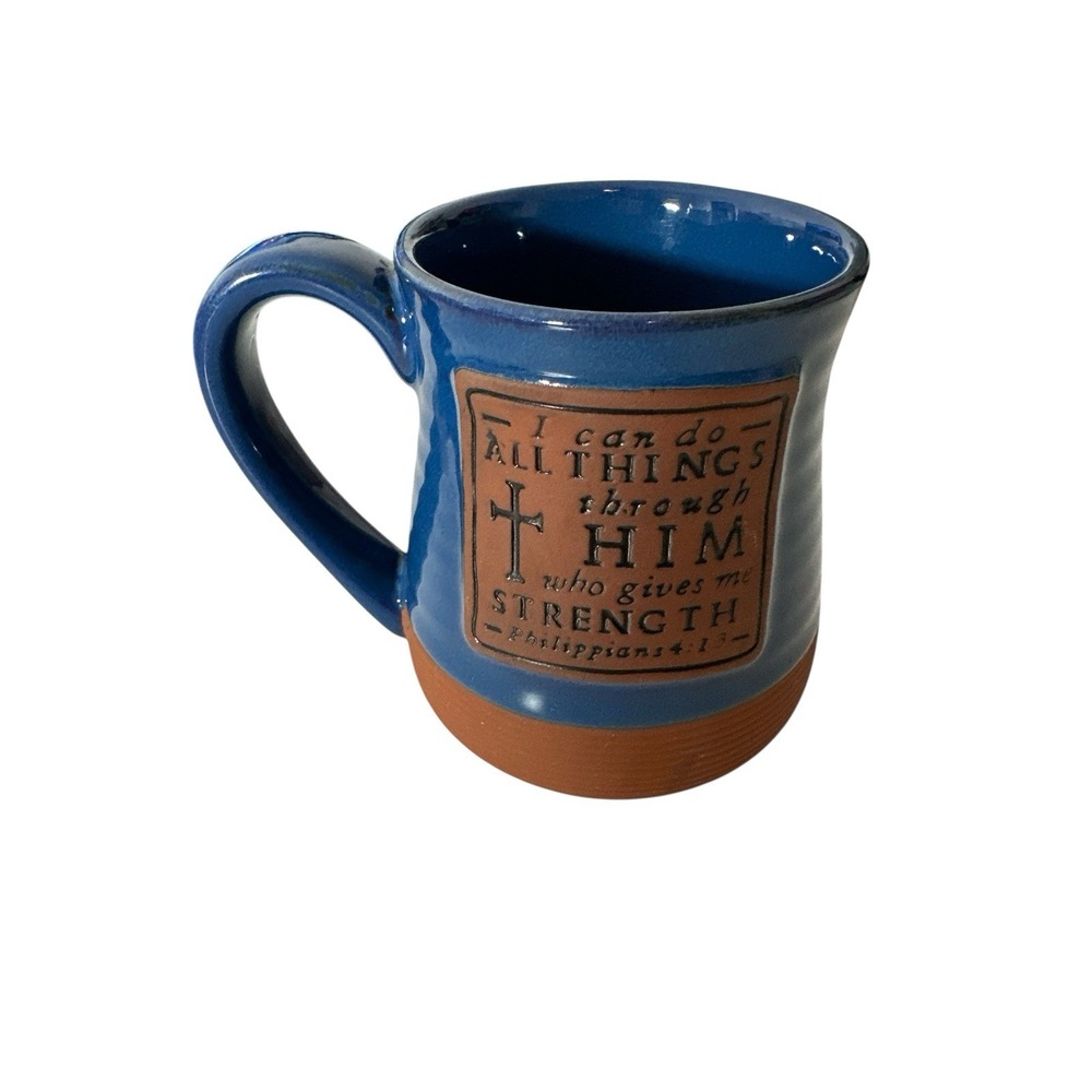 Abbey Gift Terracotta Stoneware‎ Pottery Coffee Mug Philippians 4:13 Text 5" New
